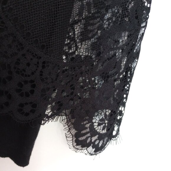 Altar'd State Black Lace Overlay Bell Sleeved Tunic Blouse - Picture 5 of 10